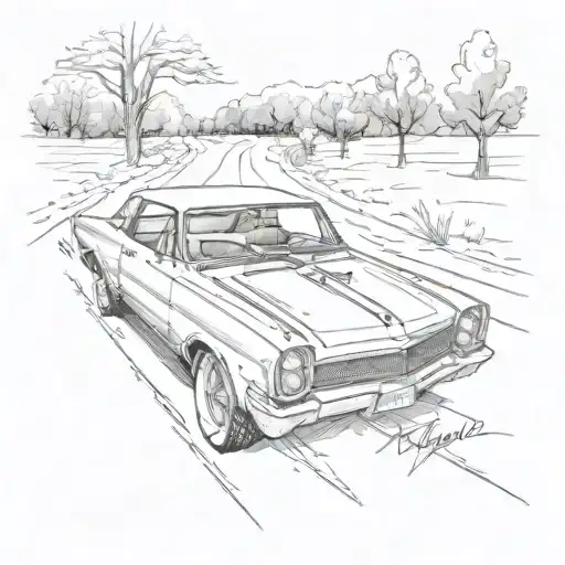 road with   1965 pontiac G6   tattoo design idea