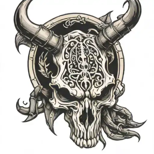 bull skull with scorpion intertwined tattoo design idea