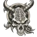 bull skull with scorpion intertwined tattoo design idea