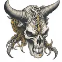 bull skull with scorpion intertwined tattoo design idea