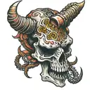 bull skull with scorpion intertwined tattoo design idea