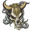 bull skull with scorpion intertwined tattoo design idea