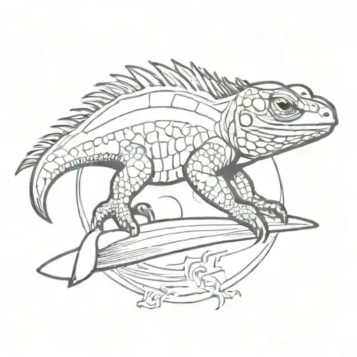friendly  iguana surf board     tattoo design idea