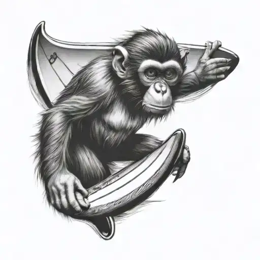 monkey surf board tattoo design idea