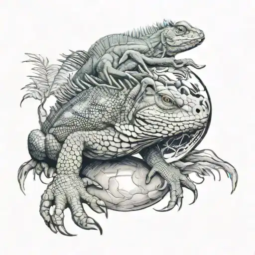 iguana world globe   tattoo design idea