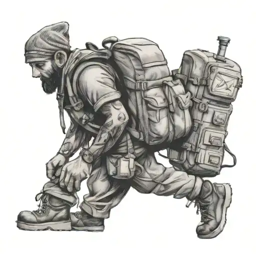 backpacker walking towards unity   tattoo design idea