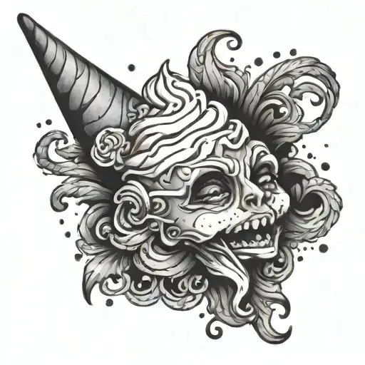 ice cream large queus sweating chica fainting  tattoo design idea