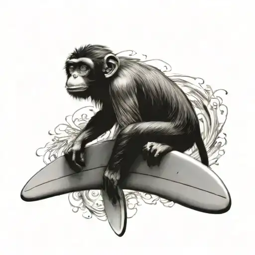 monkey surf board tattoo design idea