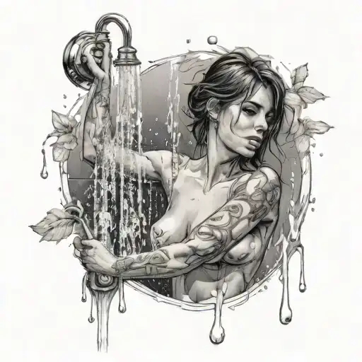 hot shower with hot Italian girl tattoo design idea