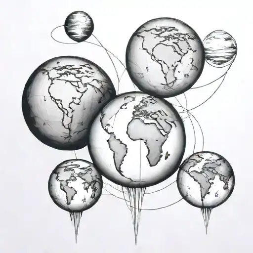 3 Earths aligned vertically tattoo design idea