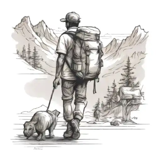 backpacker walking towards unity   tattoo design idea