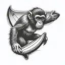 monkey surf board tattoo design idea