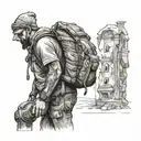 backpacker walking towards unity   tattoo design idea