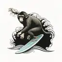 monkey surf board tattoo design idea