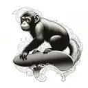 monkey surf board tattoo design idea