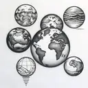 3 Earths aligned vertically tattoo design idea