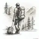 backpacker walking towards unity   tattoo design idea