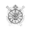 A tattoo design of a cross with a clock and anchor, symbolizing the passage of time  tattoo design idea