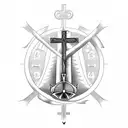 A tattoo design of a cross with a clock and anchor, symbolizing the passage of time  tattoo design idea