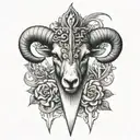dagger through gothic lamb head tattoo design idea