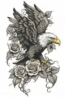 eagle carrying rose rose stem a quote  broken time piece and rose  tattoo design idea
