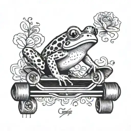 a frog in a skate board tattoo design idea