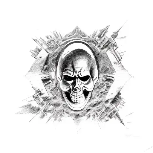 The rock's, metal music, paradise on the sky and the rock's, metal music, hell on the bottom. tattoo design idea