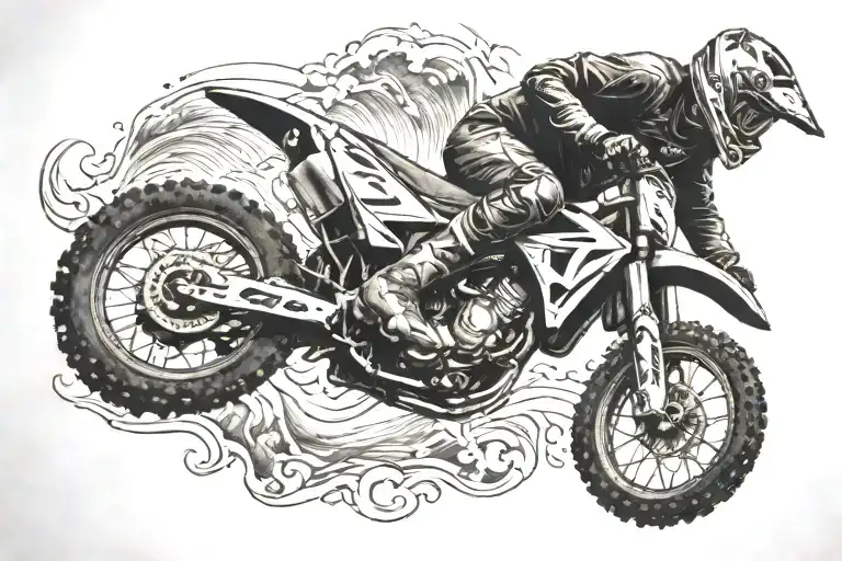 memorial piece for brother w dirt bike jumping tattoo design idea
