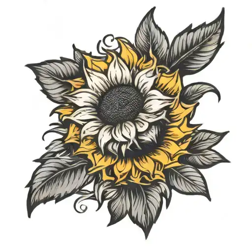 let them sunflower blooming tattoo design idea
