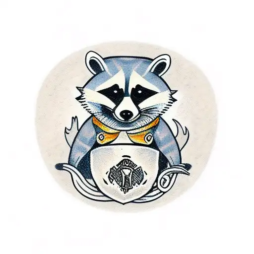 viking raccoon  tattoo design idea