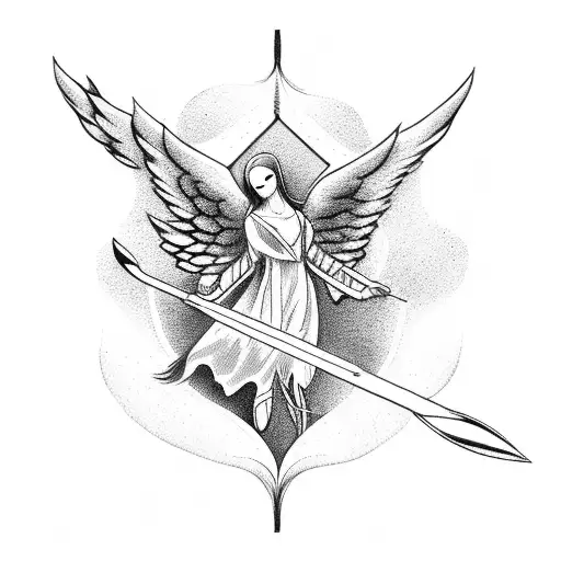 angel shooting arrow tattoo design idea
