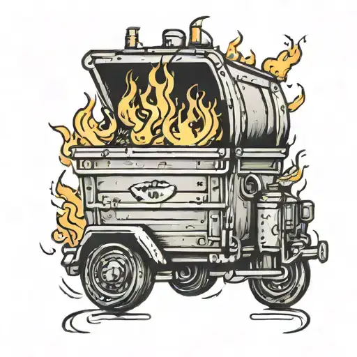 dumpster fire tattoo design idea