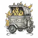 dumpster fire tattoo design idea
