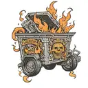 dumpster fire tattoo design idea