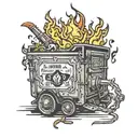 dumpster fire tattoo design idea