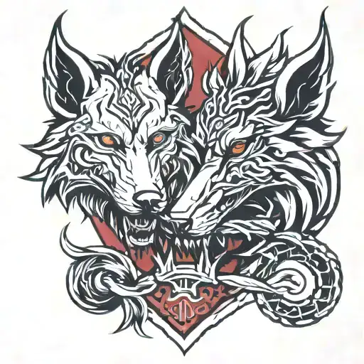 tyr and fenrir tattoo design idea
