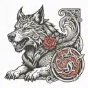 tyr and fenrir tattoo design idea