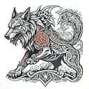 tyr and fenrir tattoo design idea