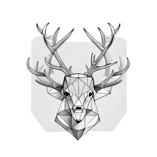 geometry buck with tuning fork antlers  tattoo design idea