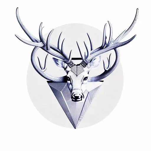 geometry buck with tuning fork antlers  tattoo design idea