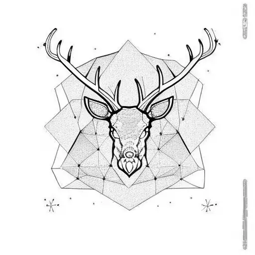  buck antlers space constellation  tattoo design idea