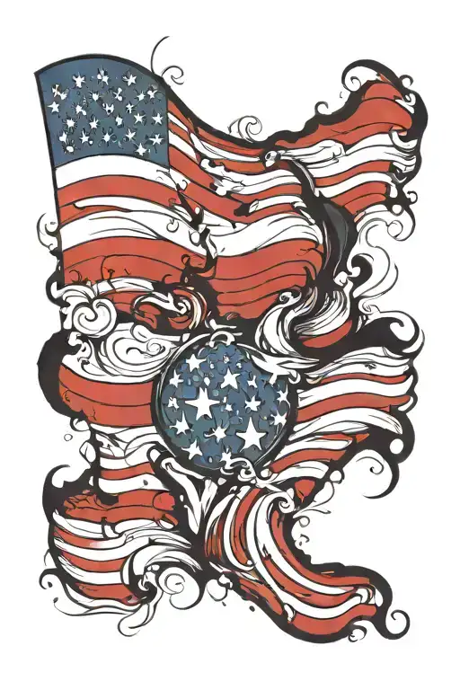 American Flag primarily black tattoo design idea