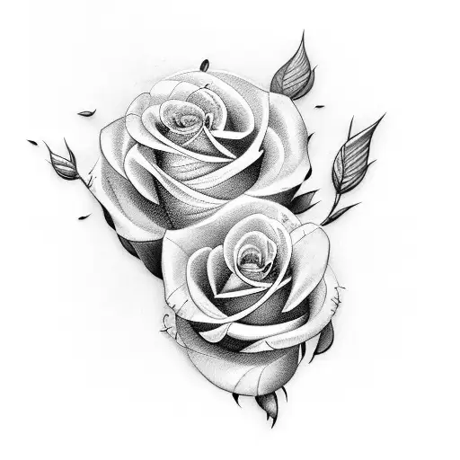 rosas e armas tattoo design idea