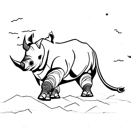 rhino running tattoo design idea