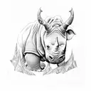 rhino and smoke tattoo design idea