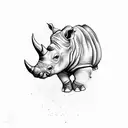 rhino and smoke tattoo design idea