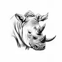 rhino and smoke tattoo design idea