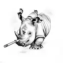 rhino and smoke tattoo design idea