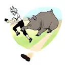 rhinoceros running tattoo design idea