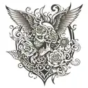 chaos because order has failed, struggle between mind and heart tattoo design idea